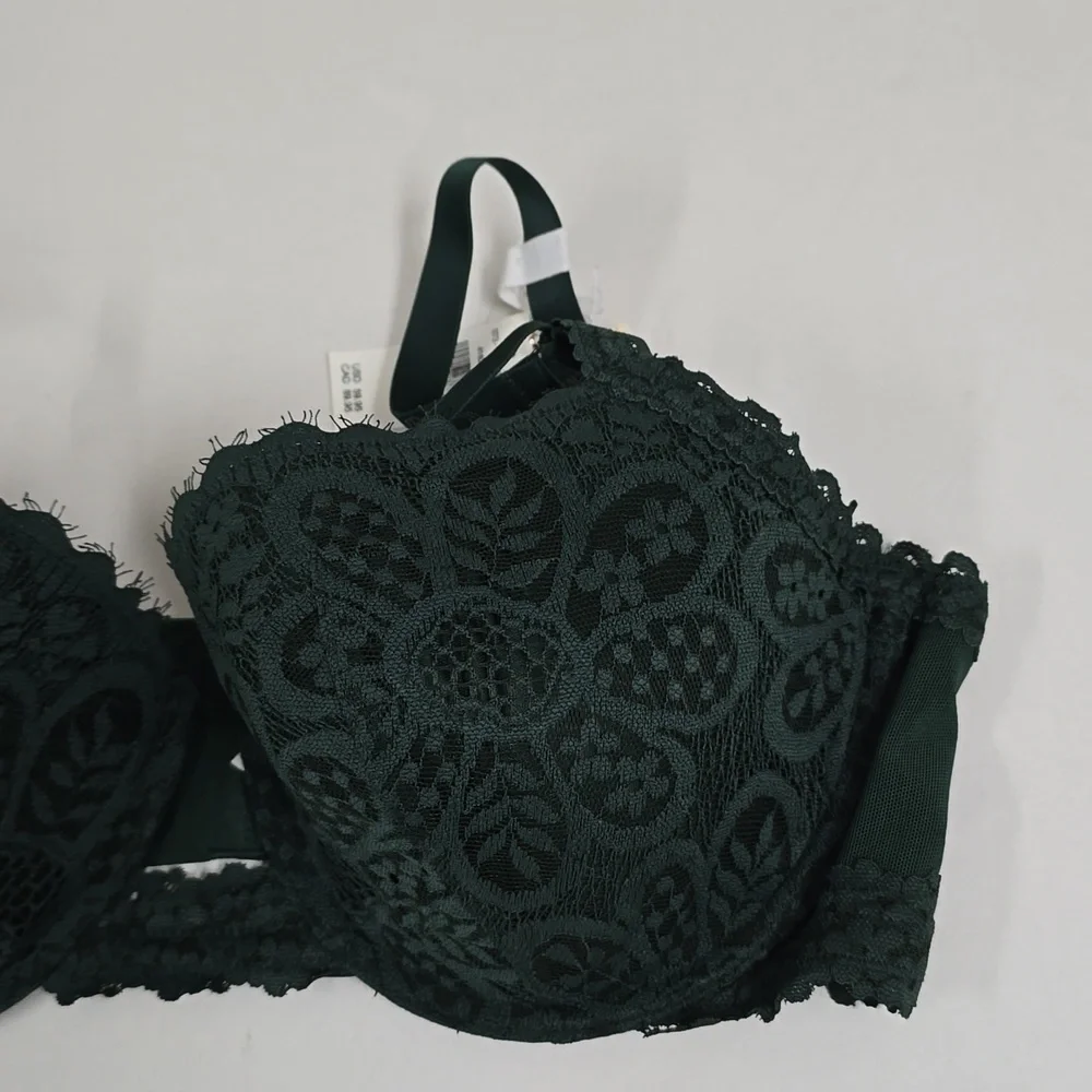 AERIE Elegant Lace Underwire Bra - Dark Green